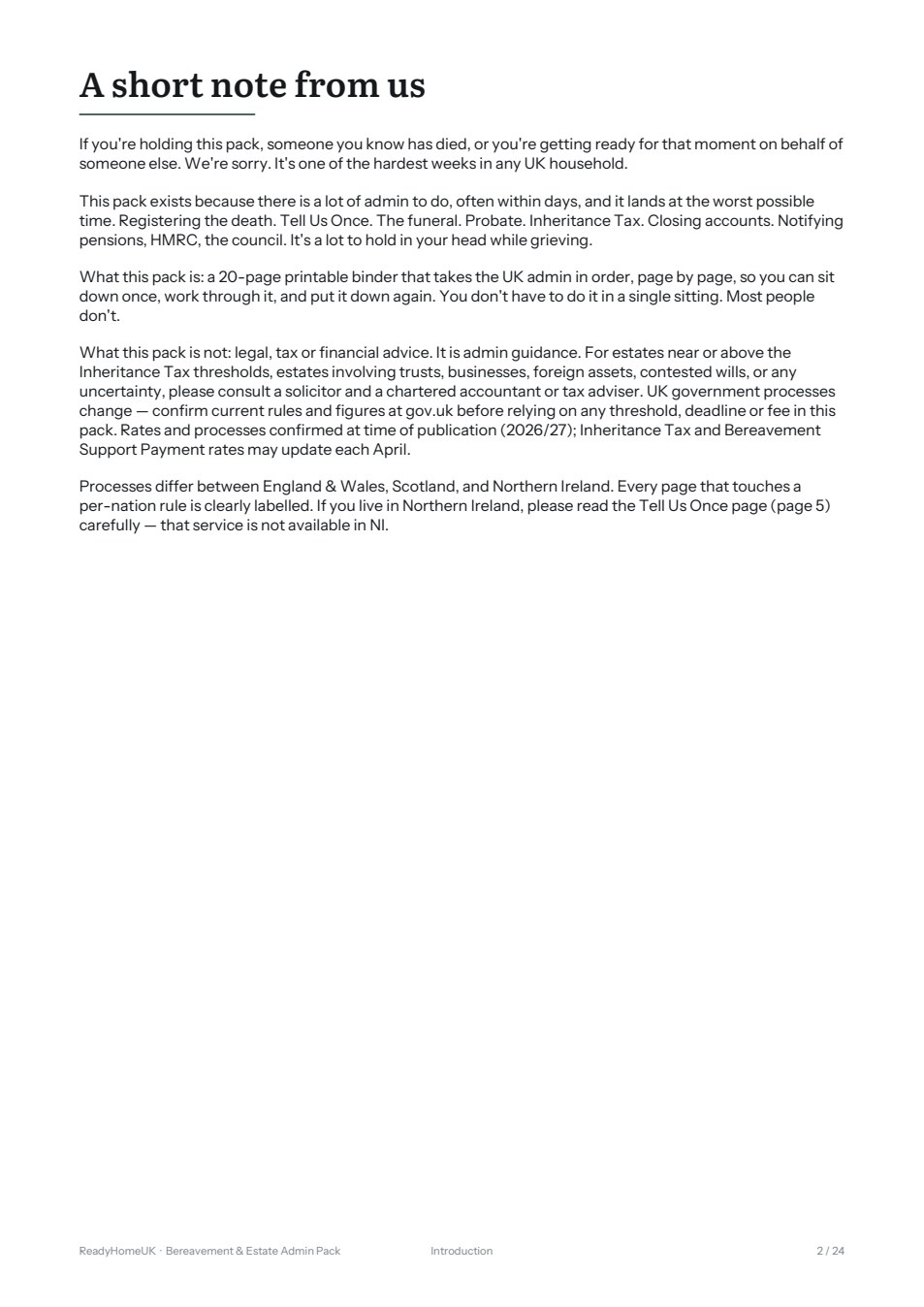 A short note from us